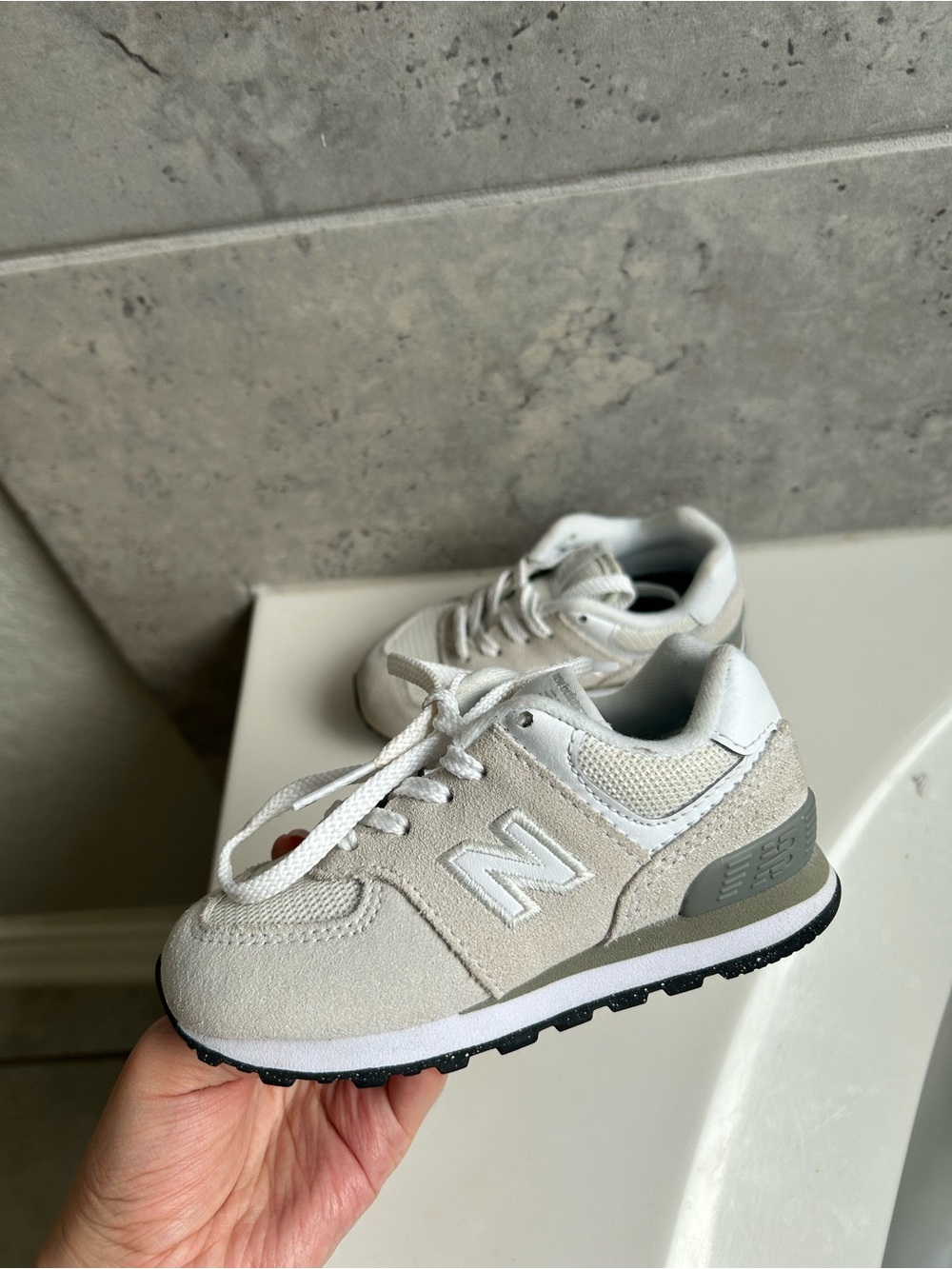 New Balance Kids Beige and White Casual Sneaker